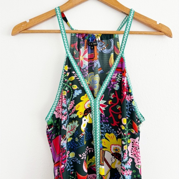 American & Beyond Boho Novelty Print Elephant Floral Coastal Maxi Dress Size M - Picture 4 of 14